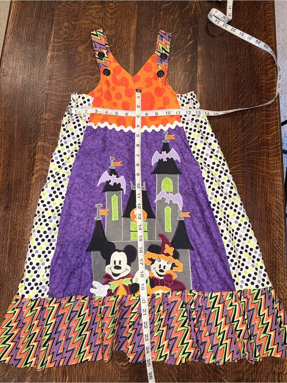 Disney Mickey & Friends Halloween Appliqué  Custom Dress - Orange & Purple